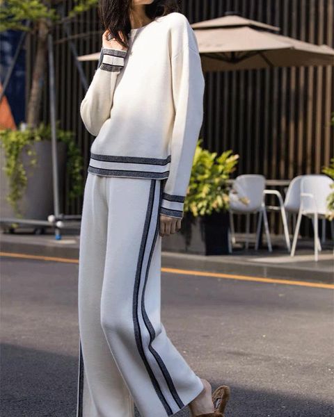 women's two piece pants 2021 early autumn high-end trendy loose casual sportswear two-piece good quality fashion suit for women, White
women's two piece pants 2021 early autumn high-end trendy loose casual sportswear two-piece good quality fashion suit for women, White