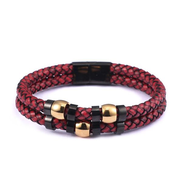 tennis personalized double-layer red leather rope braided stainless steel men's black clasp geometric wrap bracelet, Golden;silver
tennis personalized double-layer red leather rope braided stainless steel men's black clasp geometric wrap bracelet, Golden;silver