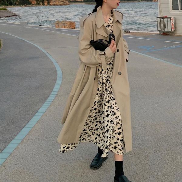 women's trench coats medium long windbreaker 2021 korean loose small work coat, Tan;black
women's trench coats medium long windbreaker 2021 korean loose small work coat, Tan;black