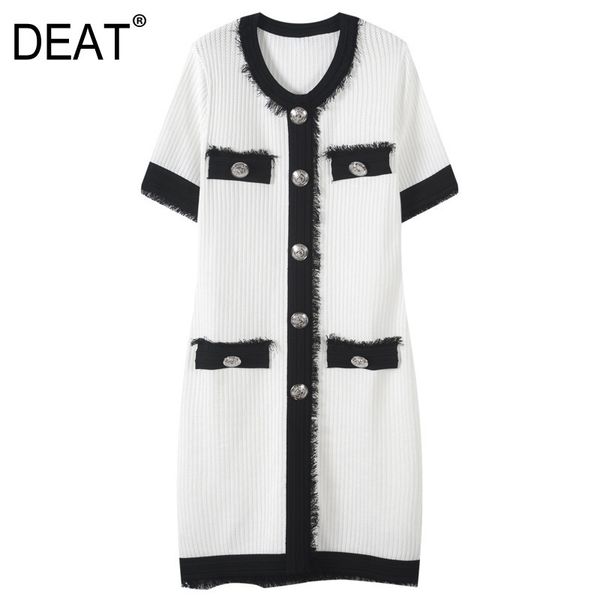 deat summer fashion women clothes short sleeves single breasted metal buttons slim sheath knitting dress wr31000 210428, Black;gray
deat summer fashion women clothes short sleeves single breasted metal buttons slim sheath knitting dress wr31000 210428, Black;gray