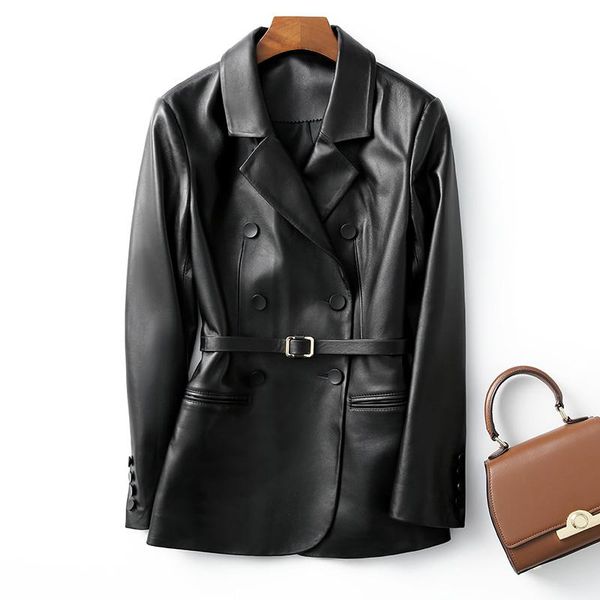 women's leather & faux women 2021 genuine jacket 200% sheepskin coat korean double-breasted blazer coats spring autumn a92 kj5206, Black
women's leather & faux women 2021 genuine jacket 200% sheepskin coat korean double-breasted blazer coats spring autumn a92 kj5206, Black