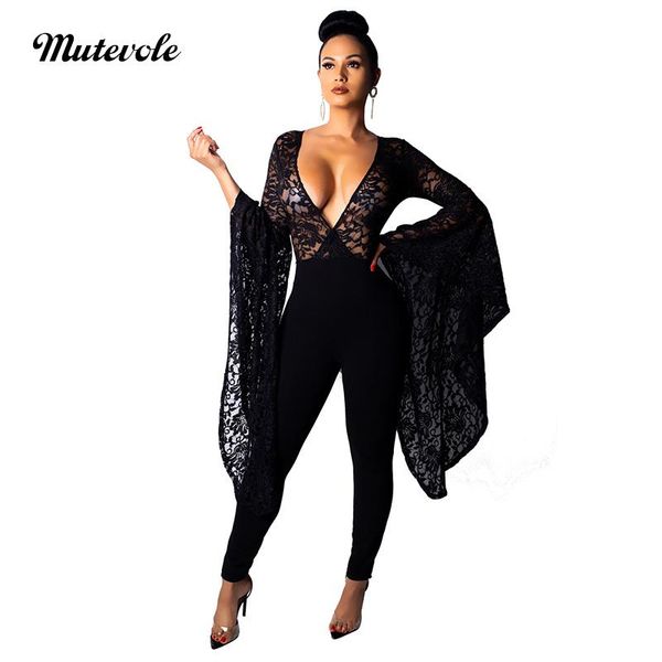 women's jumpsuits & rompers mutevole women slim mesh lace party jumpsuit clubwear deep v neck long flare sleeve solid see through bodyc, Black;white
women's jumpsuits & rompers mutevole women slim mesh lace party jumpsuit clubwear deep v neck long flare sleeve solid see through bodyc, Black;white