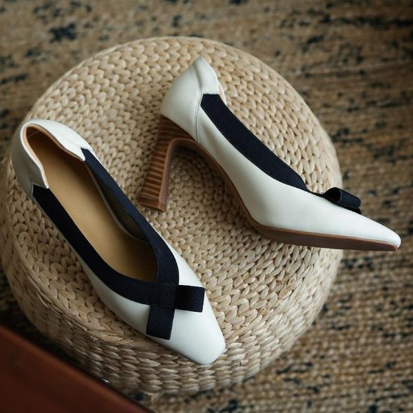 women's genuine leather bordered bow tie square toe slip-on pumps thin high heel elegant ladies korean style ol daily dress shoe shoes, Black
women's genuine leather bordered bow tie square toe slip-on pumps thin high heel elegant ladies korean style ol daily dress shoe shoes, Black