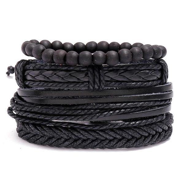 bangle jessingshow 4pcs/set black genuine leather multilayer bracelet for men wood beaded punk jewelry handmade set small gift
bangle jessingshow 4pcs/set black genuine leather multilayer bracelet for men wood beaded punk jewelry handmade set small gift