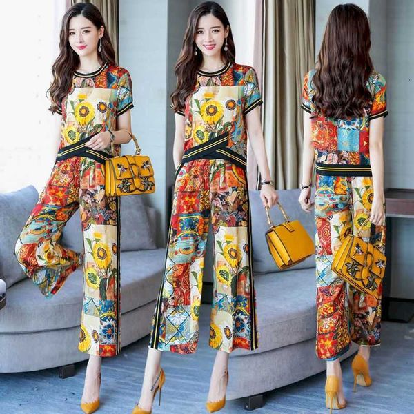 women's t-shirt summer womens suit wide-leg pants fashion temperament t-shirt casual color goddess trousers two piece set harajuku, White
women's t-shirt summer womens suit wide-leg pants fashion temperament t-shirt casual color goddess trousers two piece set harajuku, White