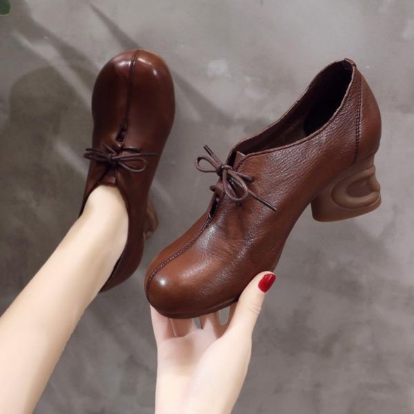 spring autumn leather women shoes high heels round head thick heel heeled woman cowhide brown black ladies dress
spring autumn leather women shoes high heels round head thick heel heeled woman cowhide brown black ladies dress