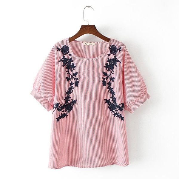 women's t-shirt plus size xl-4xl summer tshirts floral embroidery a-line oversized vintage shirts, White
women's t-shirt plus size xl-4xl summer tshirts floral embroidery a-line oversized vintage shirts, White