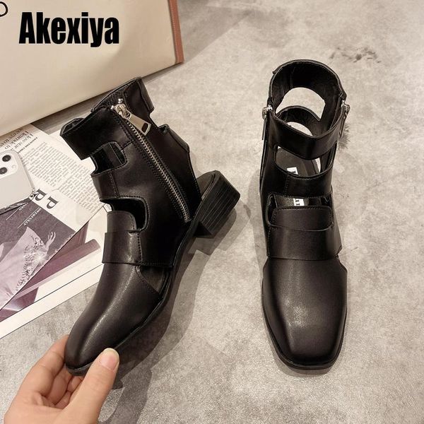 women thick sole high boots 2021 summer casual heel roman sandals female zipper hollow low short, Black
women thick sole high boots 2021 summer casual heel roman sandals female zipper hollow low short, Black