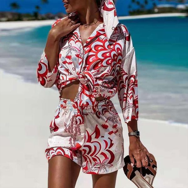 vintage totem floral print women tracksuits shirt shorts casual sets spring summer single breasted chic female clothes streetwear, Gray
vintage totem floral print women tracksuits shirt shorts casual sets spring summer single breasted chic female clothes streetwear, Gray