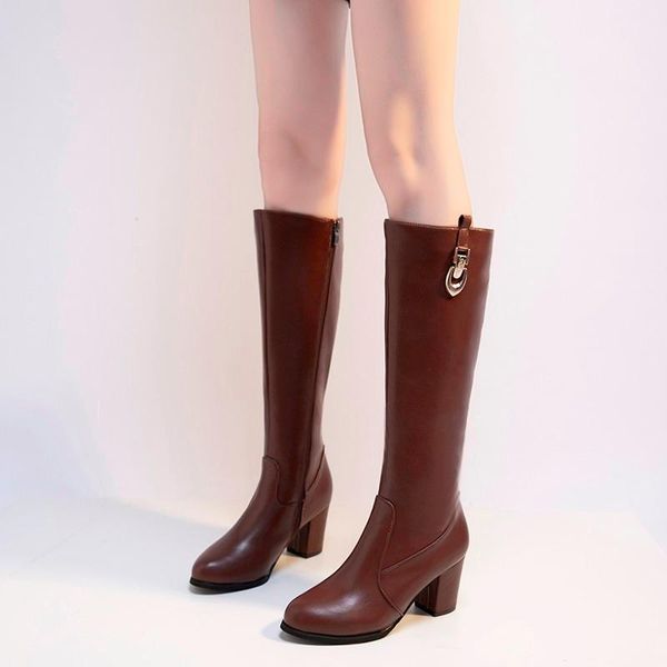 fashion knee-high boots women round toe metal decoration boot high heels knight woman black brown large size 43
fashion knee-high boots women round toe metal decoration boot high heels knight woman black brown large size 43