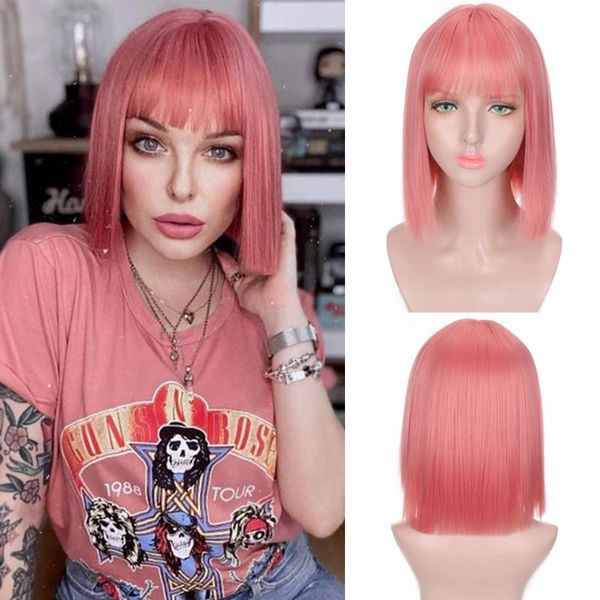 synthetic wigs houyan women's pink cosplay black short straight hair middle wig party natural heat-resistant
synthetic wigs houyan women's pink cosplay black short straight hair middle wig party natural heat-resistant