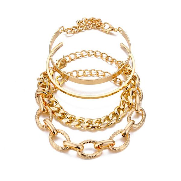 charm bracelets 4pc gold/silver heavy metal big thick chain bracelet set women retro geometric twist bangles fashion jewelry, Golden;silver
charm bracelets 4pc gold/silver heavy metal big thick chain bracelet set women retro geometric twist bangles fashion jewelry, Golden;silver