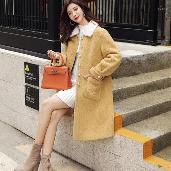 women's wool & blends yfashion fashion winter coats woolen overcoat lamb cotton fur clothing korean style coat long outwear for women, Black
women's wool & blends yfashion fashion winter coats woolen overcoat lamb cotton fur clothing korean style coat long outwear for women, Black