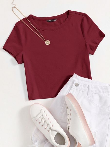 round neck solid tee i3pu#, White