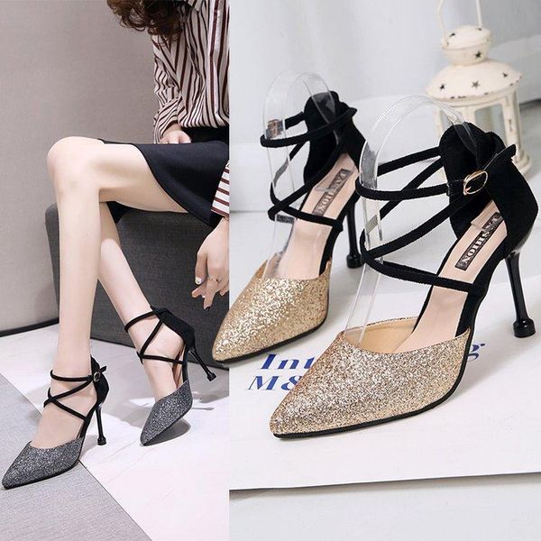 dress shoes 2021 crystal sequined pointed high heels thin heel shallow mouth hollow single cross strap women sandals, Black
dress shoes 2021 crystal sequined pointed high heels thin heel shallow mouth hollow single cross strap women sandals, Black