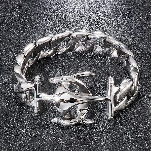 link, chain personality creative titanium steel punk style anchor men's bracelet accessories, Black
link, chain personality creative titanium steel punk style anchor men's bracelet accessories, Black