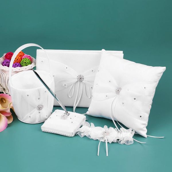 party decoration 5pcs/set white wedding supplies satin flower girl basket + ring bearer pillow guest book pen holder bride garter set
party decoration 5pcs/set white wedding supplies satin flower girl basket + ring bearer pillow guest book pen holder bride garter set