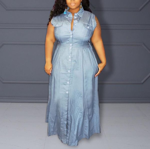 casual dresses 4xl plus size african jeans dress for women sleeveless single breasted turn down collar floor length evening night elegant, Black;gray
casual dresses 4xl plus size african jeans dress for women sleeveless single breasted turn down collar floor length evening night elegant, Black;gray