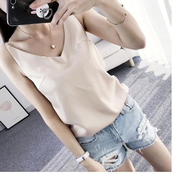 women's tanks & camis summer v-neck camisole tank women backless cropped lady sleeveless vest shirt, White
women's tanks & camis summer v-neck camisole tank women backless cropped lady sleeveless vest shirt, White
