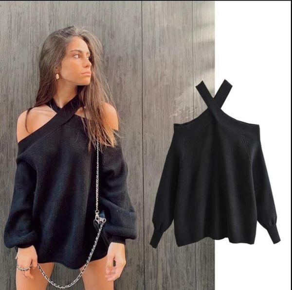 women's sweaters oversize women cross halter 2021 spring autumn fashion ladies elegant knitted pullovers knitwear soft girls chic, White;black
women's sweaters oversize women cross halter 2021 spring autumn fashion ladies elegant knitted pullovers knitwear soft girls chic, White;black
