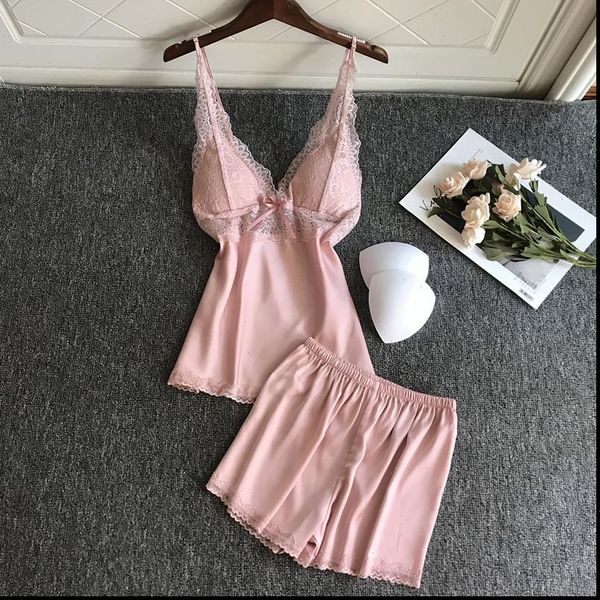 pajamas with chest pad women sleepwear lace pijamas 2 piece set summer homewear for pyjama soft thin nightwear, Black;red
pajamas with chest pad women sleepwear lace pijamas 2 piece set summer homewear for pyjama soft thin nightwear, Black;red