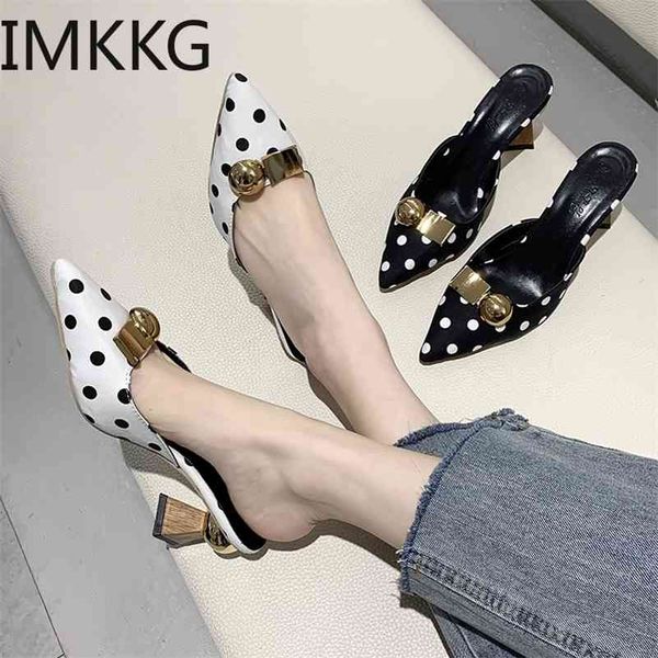 summer high pointed toe woman elegant mules shoes women black white dot metal heel outdoors womens slippers 210310
summer high pointed toe woman elegant mules shoes women black white dot metal heel outdoors womens slippers 210310