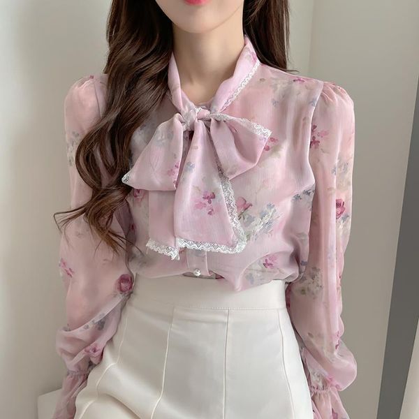 women's blouses & shirts 2021 summer korean women long sleeve shirt french bowtie collar sweet floral chiffon blouse blusa mujer, White
women's blouses & shirts 2021 summer korean women long sleeve shirt french bowtie collar sweet floral chiffon blouse blusa mujer, White