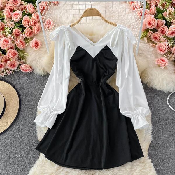 casual dresses light mature style celebrity long sleeve color matching dress women's autumn waist closing v-neck sweet super, Black;gray
casual dresses light mature style celebrity long sleeve color matching dress women's autumn waist closing v-neck sweet super, Black;gray