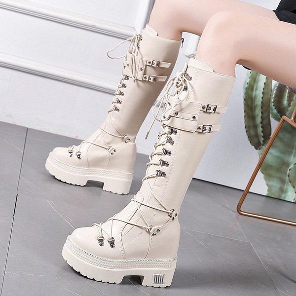 boots 2022 chunky platform leather knee high women retro punk height increasing long woman lace up booties winter mujer, Black
boots 2022 chunky platform leather knee high women retro punk height increasing long woman lace up booties winter mujer, Black