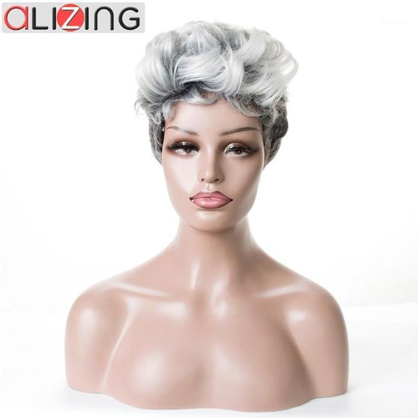 alizing short synthetic wigs wavy ombre sliver gray color high temperature fiber hair for black/white women1
alizing short synthetic wigs wavy ombre sliver gray color high temperature fiber hair for black/white women1
