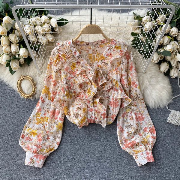 dresses women french sweet floral blouse sleeve v neck single breasted ruffles spring bohemian print casual blouses, Black;gray
dresses women french sweet floral blouse sleeve v neck single breasted ruffles spring bohemian print casual blouses, Black;gray