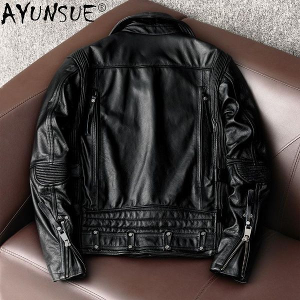 men's leather & faux akoosun 2021 motorcycle jacket men real cow coat vintage mens jackets blouson cuir homme kj6770, Black
men's leather & faux akoosun 2021 motorcycle jacket men real cow coat vintage mens jackets blouson cuir homme kj6770, Black