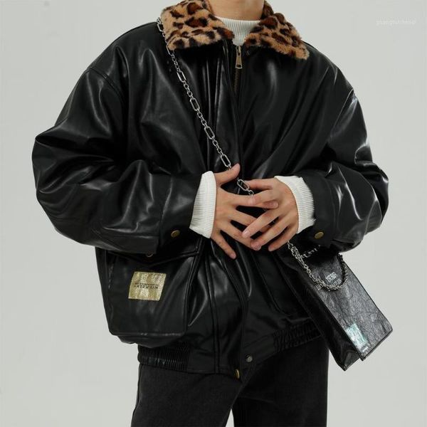 men's down & parkas men/women retro classic leopard print lambswool inner pu leather thicken winter coat casual jackets, Black
men's down & parkas men/women retro classic leopard print lambswool inner pu leather thicken winter coat casual jackets, Black