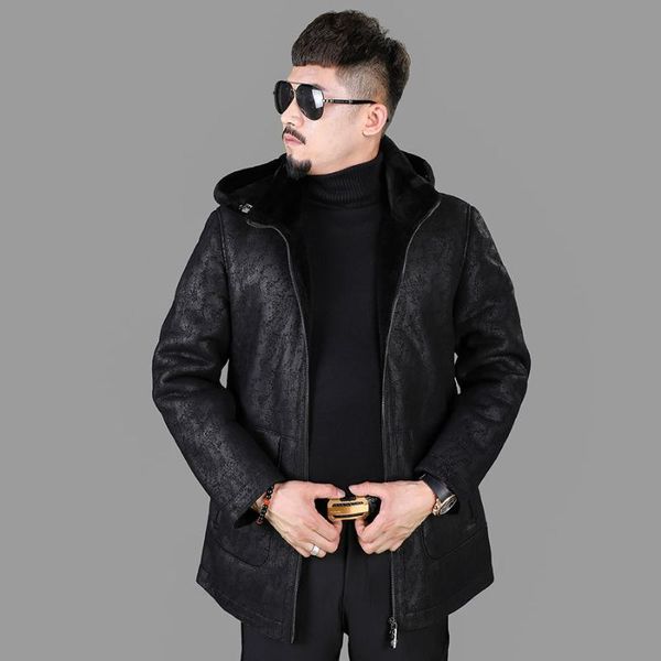 men's leather & faux 2021 sheepskin fur integrated coat hooded detachable high-grade leisure loose genuine jacket, Black
men's leather & faux 2021 sheepskin fur integrated coat hooded detachable high-grade leisure loose genuine jacket, Black