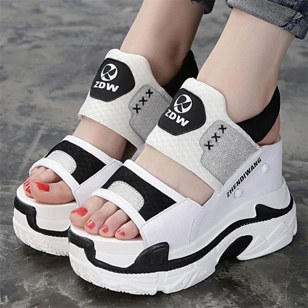 women's cow leather platform wedge sandals open toe high heels summer fashion sneakers party casual shoes, Black
women's cow leather platform wedge sandals open toe high heels summer fashion sneakers party casual shoes, Black