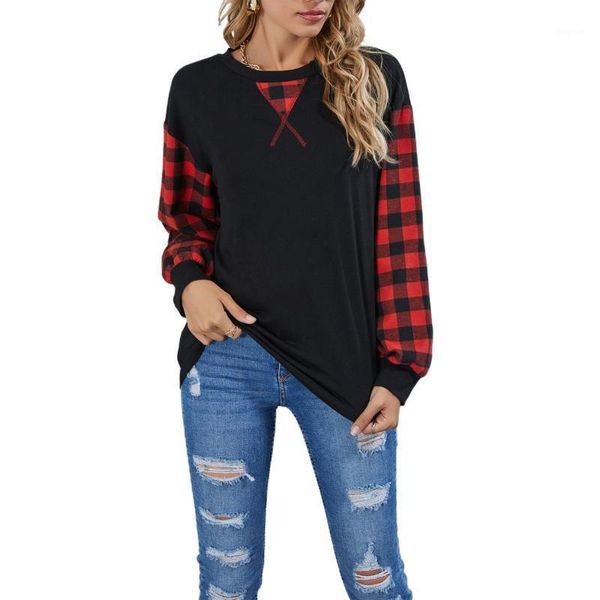 women's t-shirt fashion women ladies autumn winter christmas plaid female long sleeve loose pullover black, White
women's t-shirt fashion women ladies autumn winter christmas plaid female long sleeve loose pullover black, White