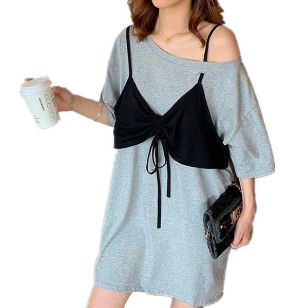 women's t-shirt 2021 summer women single off shoulder party tshirt short sleeves fake 2 pieces oversized casual loose tee shirt, White
women's t-shirt 2021 summer women single off shoulder party tshirt short sleeves fake 2 pieces oversized casual loose tee shirt, White