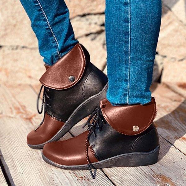 boots 2021 lace up women patchwork round toe ankle ladies fashion designer wedge heel shoes botines mujer, Black
boots 2021 lace up women patchwork round toe ankle ladies fashion designer wedge heel shoes botines mujer, Black