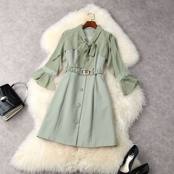 dresses european and american women's clothing spring 2021 three-quarter sleeve bow collar fashionable patchwork belt dress kyuk, Black;gray
dresses european and american women's clothing spring 2021 three-quarter sleeve bow collar fashionable patchwork belt dress kyuk, Black;gray
