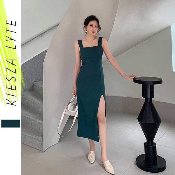 bodycon dress woman elegant green sleeveless strap slit midi evening party dresses summer office lady workwear 210608, Black;gray
bodycon dress woman elegant green sleeveless strap slit midi evening party dresses summer office lady workwear 210608, Black;gray