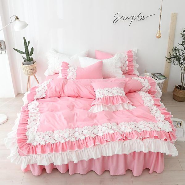 bedding sets korean lace flower set king twin size 4pcs pink girl princess bed skirt duvet cover pillow shams 100%cotton
bedding sets korean lace flower set king twin size 4pcs pink girl princess bed skirt duvet cover pillow shams 100%cotton