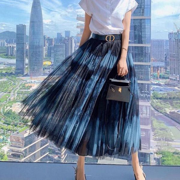 autumn women simple contrast stripes wild mesh pleated skirt high waist elastic casual long skirts, Black
autumn women simple contrast stripes wild mesh pleated skirt high waist elastic casual long skirts, Black