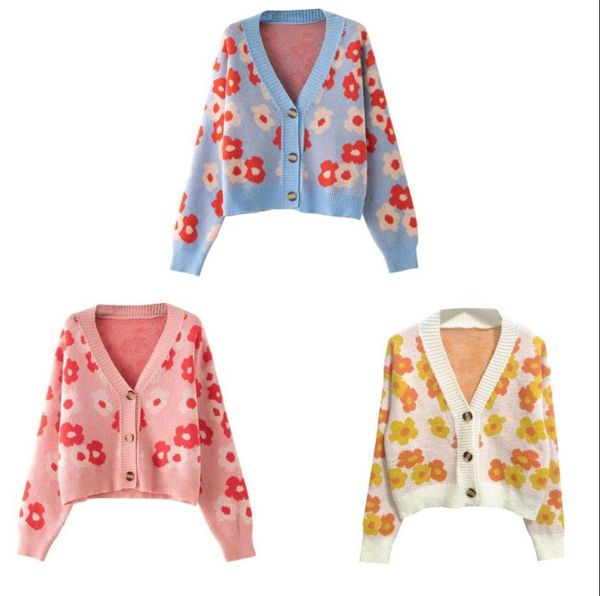 women's knits & tees winter cropped cardigan sweaters long sleeve button down floral print knitted sweater coat, White
women's knits & tees winter cropped cardigan sweaters long sleeve button down floral print knitted sweater coat, White