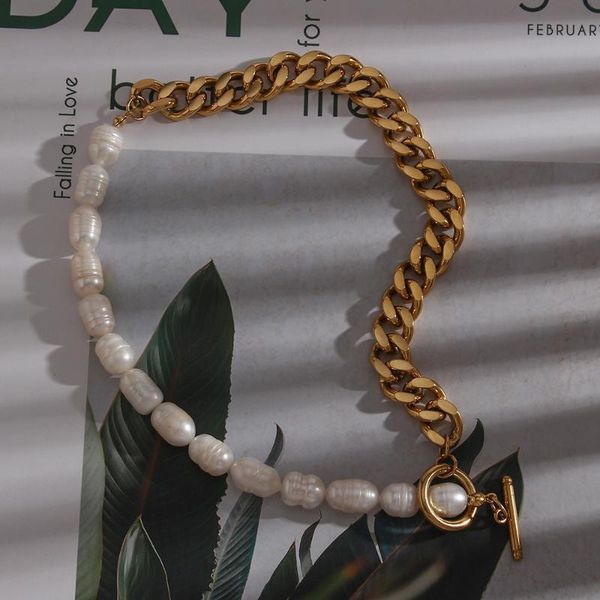chains cuban chain freshwater pearl necklace half stitching clavicle stainless steel gold plated, Silver
chains cuban chain freshwater pearl necklace half stitching clavicle stainless steel gold plated, Silver