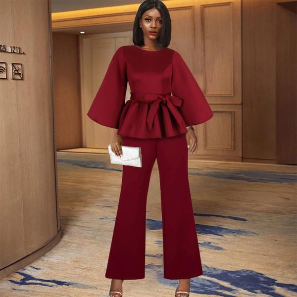 women's two piece pants elegant women set long flare sleeve bandage +wide leg suit female 2pcs outfits office sets, White
women's two piece pants elegant women set long flare sleeve bandage +wide leg suit female 2pcs outfits office sets, White