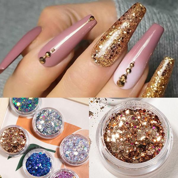nail glitter holographics mixed shape powder colorful hexagon sequins laser sparkly flakes slices manicures art decoration, Silver;gold
nail glitter holographics mixed shape powder colorful hexagon sequins laser sparkly flakes slices manicures art decoration, Silver;gold