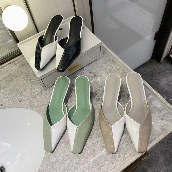 slippers 2021 designers women slides mules outside square toe med heel woman shoes summer brand casual leather ladies slide, Black
slippers 2021 designers women slides mules outside square toe med heel woman shoes summer brand casual leather ladies slide, Black