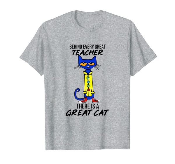 behind every great teacher there is a great cat t-shirt, White;black 
behind every great teacher there is a great cat t-shirt, White;black