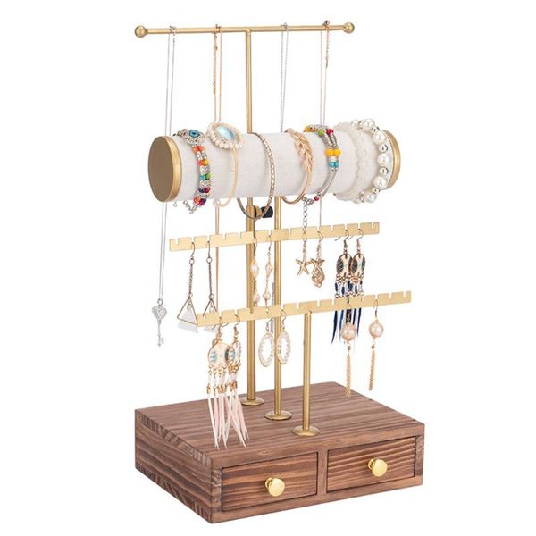 hooks & rails t shaped earring stud display stand jewelry organizer holder ear rack with wood drawer storage box for bracelet necklace
hooks & rails t shaped earring stud display stand jewelry organizer holder ear rack with wood drawer storage box for bracelet necklace