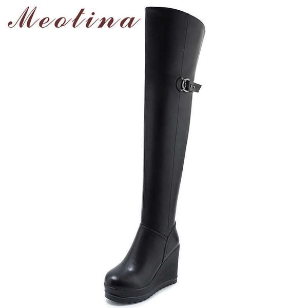 meotina winter thigh high boots women genuine leather platform wedge heel over the knee boots zip super high heel long shoes 40 210608, Black
meotina winter thigh high boots women genuine leather platform wedge heel over the knee boots zip super high heel long shoes 40 210608, Black